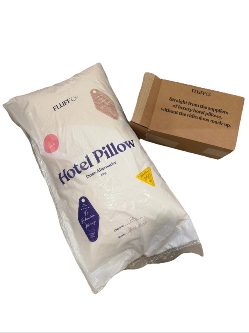 FluffCo Down Alternative Soft Fluff KING 20”x36” Bed Pillow Hotel NEW